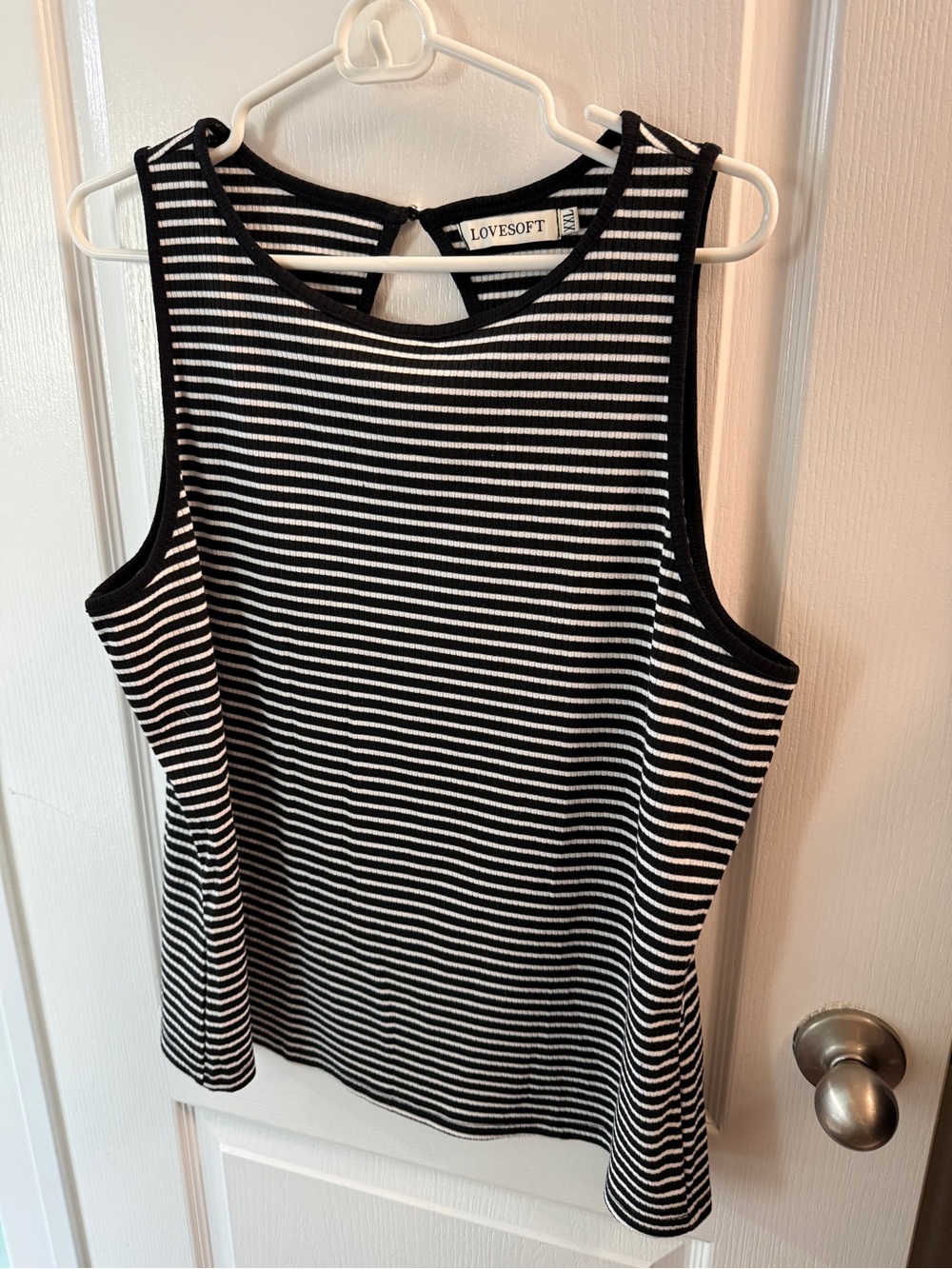 Black & White Striped Sleeveless Tank Top